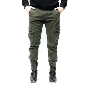 Ανδρικό Παντελόνι cargo slim fit χακί