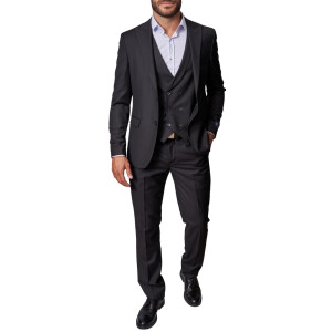 Aνδρικό κοστούμι 3 τεμαχίων slim fit μαύρο.