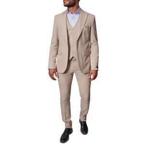 Ανδρικό κοστούμι 3 τεμαχίων slim fit μπεζ.