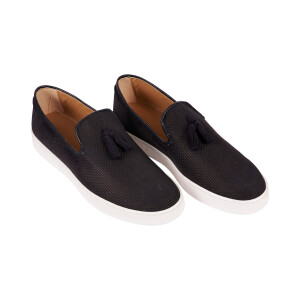 Ανδρικά δερμάτινα loafers μπλε σκούρο.