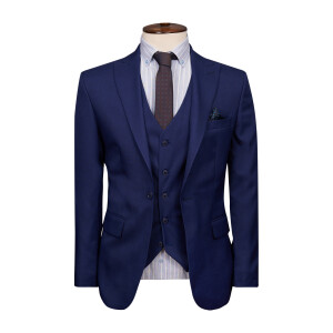 Aνδρικό κοστούμι 3 τεμαχίων slim fit μπλε ρουα.