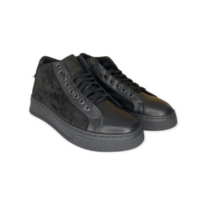 Ανδρικά Δερμάτινα Μποτάκια sneakers μαύρα