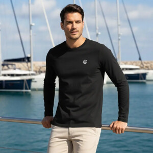 North Sails Ανδρική Μακρυμάνικη Μπλούζα Μακό Μαύρη Slim Fit