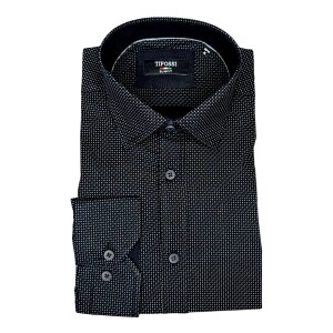 Ανδρικό πουκάμισο slim fit pietro μαύρο.