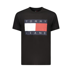 Tommy Jeans Ανδρικό T-Shirt Μαύρο με Κλασικό Flag Box Logo