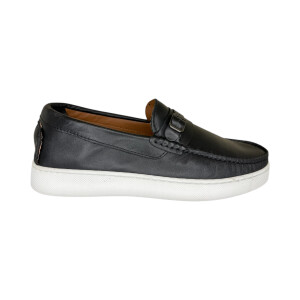 Μαύρα Δερμάτινα Loafers με Μεταλλική Αγκράφα – Urban Sneaker Sole