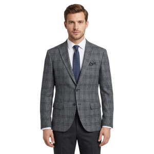 Ανδρικό Σακάκι Slim Fit με Καρό Σχέδιο (Prince of Wales) – Γκρι Ανθρακί