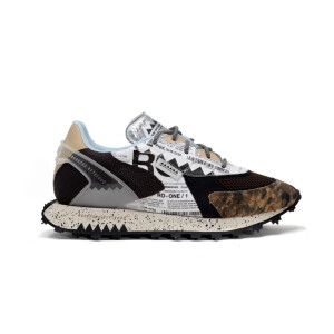 RUN OF "Hilton" Multi-Texture Sneakers – Black/Leopard/Print