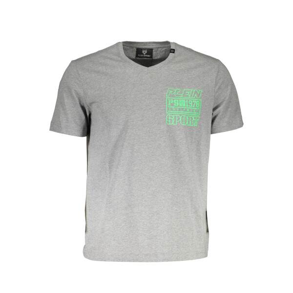 PLEIN SPORT Ανδρικό Γκρι T-shirt με κοντά μανίκια και λογότυπο