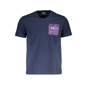 PLEIN SPORT Ανδρικό Μπλε T-shirt με κοντά μανίκια και λογότυπο