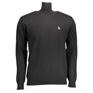 U.S. POLO ASSN.. Ανδρική Μαύρη Ζιβάγκο Μπλούζα με κεντημένο λογότυπο