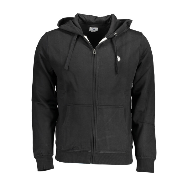 U.S. POLO ASSN.. Ανδρικό Μαύρο Φούτερ με Φερμουάρ και Κουκούλα