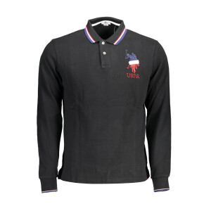 U.S. POLO ASSN.. Ανδρική Μαύρη Polo Μπλούζα με μακριά μανίκια