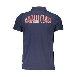 CAVALLI CLASS ανδρική polo μπλούζα σε μπλε χρώμα με κοντά μανίκια