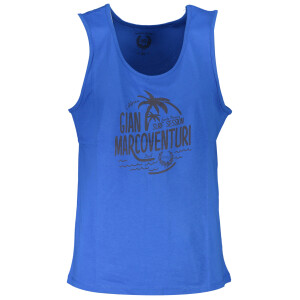 GIAN MARCO VENTURI Ανδρικό Μπλε Αμάνικο T-shirt με στρογγυλή λαιμόκοψη και λογότυπο
