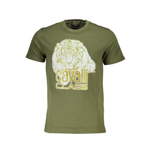 CAVALLI CLASS Ανδρικό Πράσινο T-shirt με κοντά μανίκια και λογότυπο