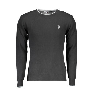 U.S. POLO ASSN.. Ανδρικό Μαύρο Πλεκτό με στρογγυλή λαιμόκοψη