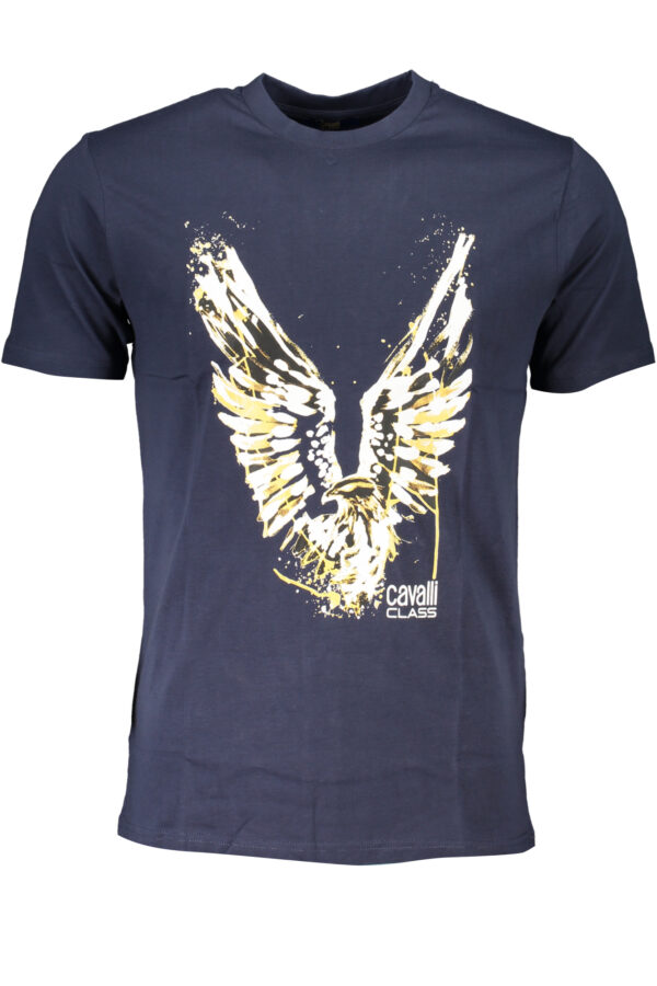 CAVALLI CLASS Ανδρικό Μπλε T-shirt με κοντά μανίκια και λογότυπο