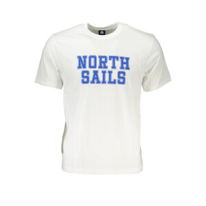 North Sails ανδρικό λευκό t-shirt με στρογγυλή λαιμόκοψη και print λογότυπο