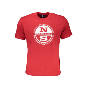 North Sails ανδρικό κόκκινο t-shirt με στρογγυλή λαιμόκοψη και λογότυπο