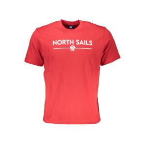 North Sails ανδρικό κόκκινο t-shirt με στρογγυλή λαιμόκοψη και λογότυπο
