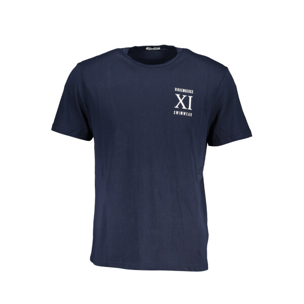 BIKKEMBERGS Ανδρικό Μπλε T-shirt με στρογγυλή λαιμόκοψη και λογότυπο