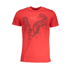 Cavalli Class Ανδρικό Κόκκινο T-shirt με print λογότυπο