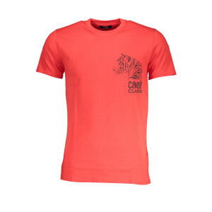 CAVALLI CLASS Ανδρικό Κόκκινο T-Shirt με κοντά μανίκια και λογότυπο