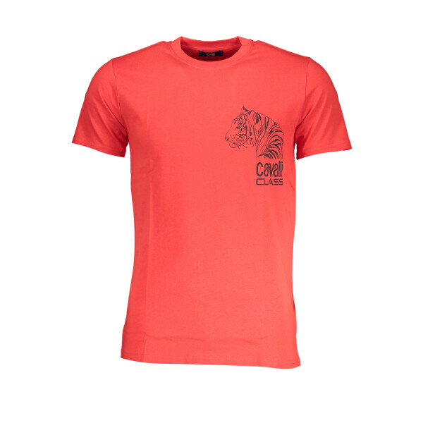 CAVALLI CLASS Ανδρικό Κόκκινο T-Shirt με κοντά μανίκια και λογότυπο
