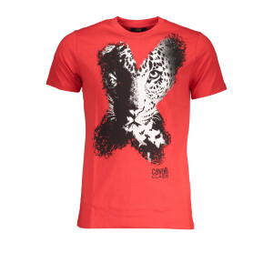 Cavalli Class Ανδρικό Κόκκινο T-shirt με στρογγυλή λαιμόκοψη και λογότυπο
