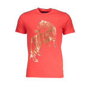 CAVALLI CLASS Ανδρικό Κόκκινο T-shirt με print λογότυπο