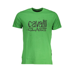 Cavalli Class Ανδρικό Πράσινο T-shirt με print λογότυπο