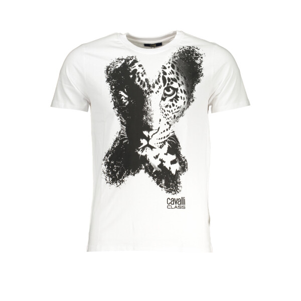 Cavalli Class ανδρικό λευκό t-shirt με κοντά μανίκια και λογότυπο