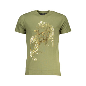 CAVALLI CLASS ανδρικό t-shirt σε πράσινο χρώμα με στρογγυλή λαιμόκοψη και λογότυπο