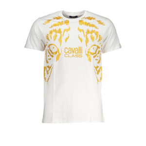 CAVALLI CLASS Ανδρικό Λευκό T-shirt με κοντά μανίκια και λογότυπο