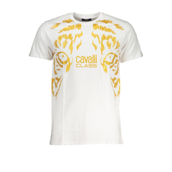 CAVALLI CLASS Ανδρικό Λευκό T-shirt με κοντά μανίκια και λογότυπο