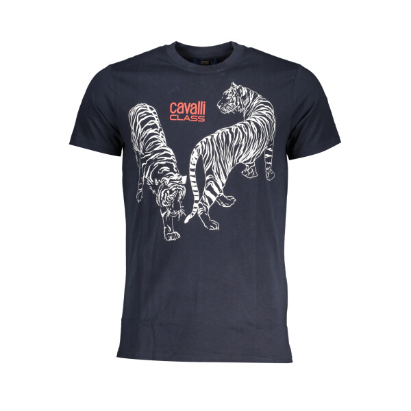 CAVALLI CLASS Ανδρικό Μπλε T-shirt με print λογότυπο