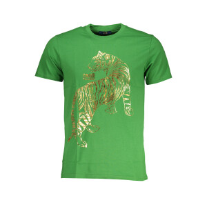 CAVALLI CLASS Ανδρικό Πράσινο T-Shirt με print λογότυπο
