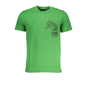 CAVALLI CLASS Ανδρικό Πράσινο T-shirt με στρογγυλή λαιμόκοψη και λογότυπο