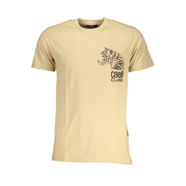 Cavalli Class Ανδρικό Μπεζ T-shirt με κοντά μανίκια και λογότυπο