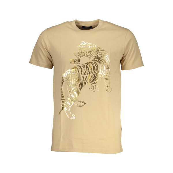 Cavalli Class Ανδρικό Μπεζ T-shirt με κοντά μανίκια και λογότυπο