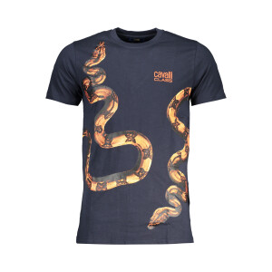 Cavalli Class Ανδρικό Μπλε T-shirt με κοντά μανίκια και λογότυπο