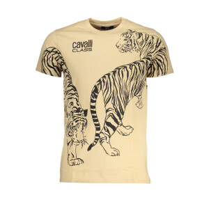 Cavalli Class Ανδρικό Μπεζ T-shirt με κοντά μανίκια και λογότυπο