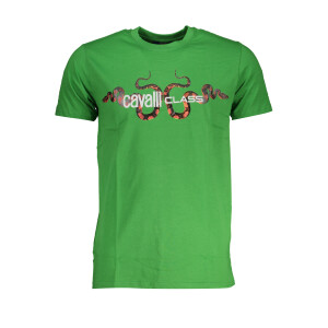Cavalli Class Ανδρικό Πράσινο T-shirt με print λογότυπο