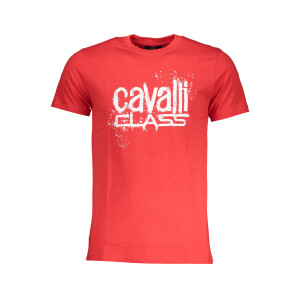 CAVALLI CLASS Ανδρικό Κόκκινο T-shirt με print λογότυπο