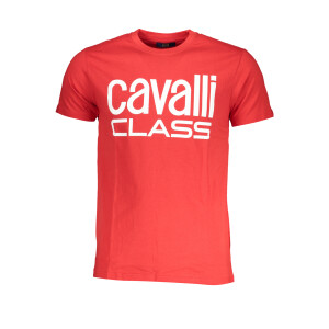 CAVALLI CLASS Ανδρικό Κόκκινο T-shirt με κοντά μανίκια και λογότυπο