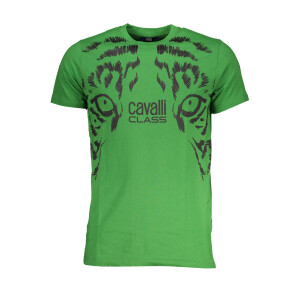 Cavalli Class Ανδρικό Πράσινο T-shirt με print λογότυπο