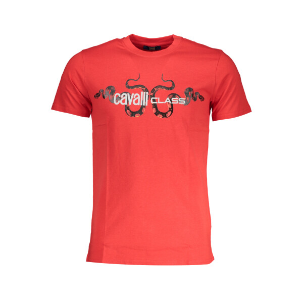 CAVALLI CLASS Ανδρικό Κόκκινο T-Shirt με print λογότυπο