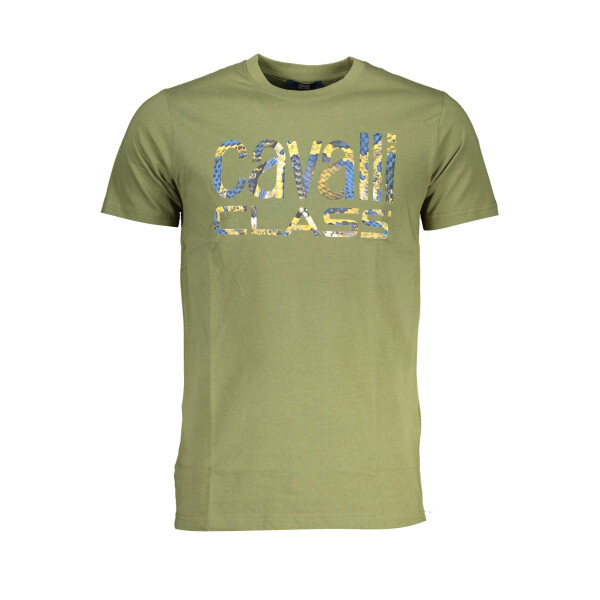 Cavalli Class Ανδρικό Πράσινο T-shirt με print λογότυπο