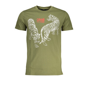 CAVALLI CLASS Ανδρικό Πράσινο T-Shirt με print λογότυπο